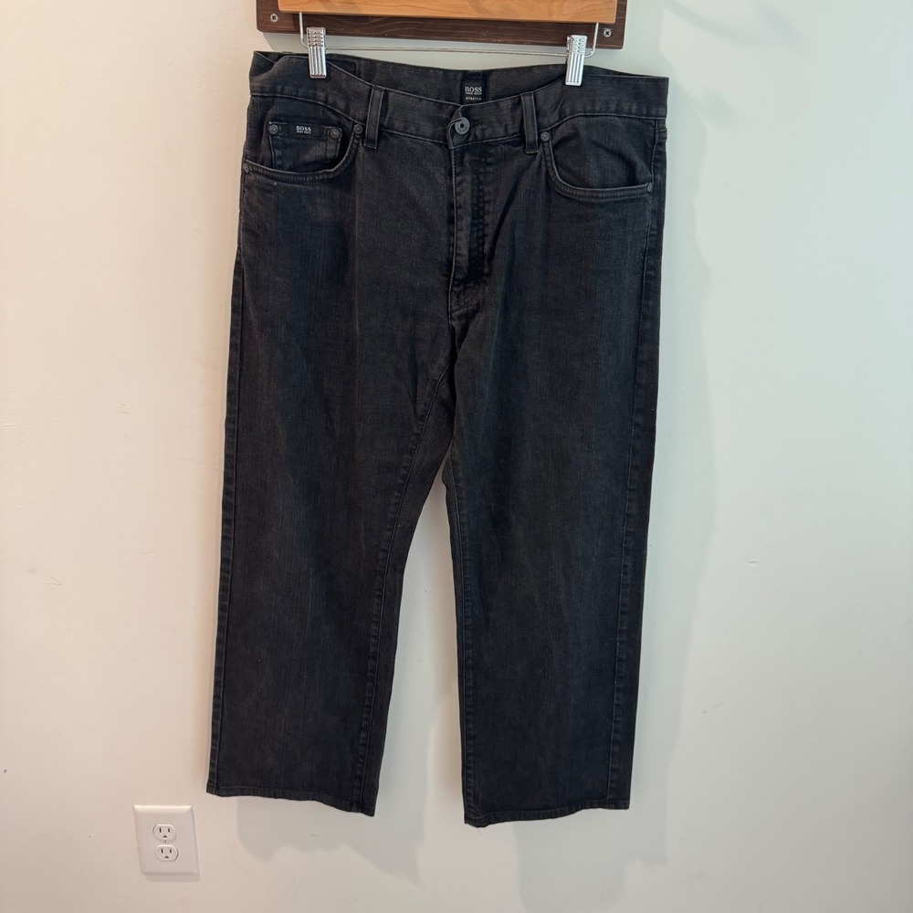 Hugo Boss Texas Mens Stretch Jeans Charcoal Black Straight Leg 38/34 50164497
